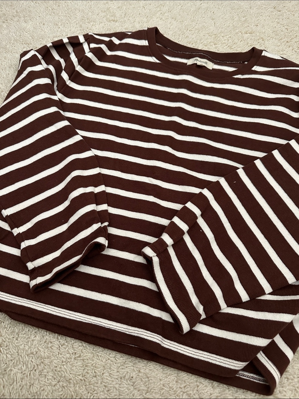 Madewell Brown and Cream Striped Long-Sleeve Tee - Picture 6 of 6